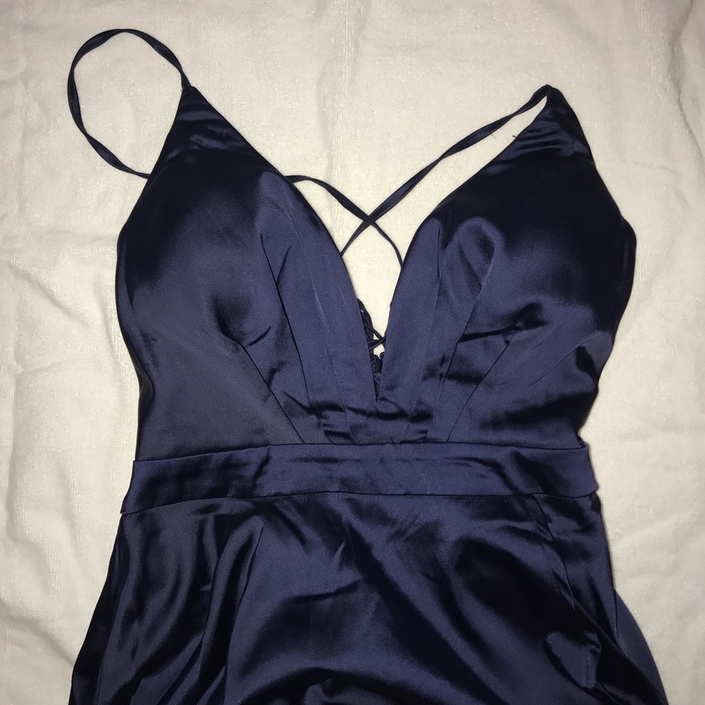 Velvet Navy Blue Long Dress
